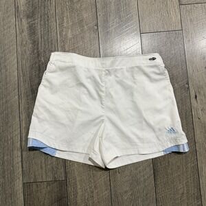 Vintage Y2K Adidas Running Soccer Shorts Gym Womens Sz L White Baby Blue Trefoil